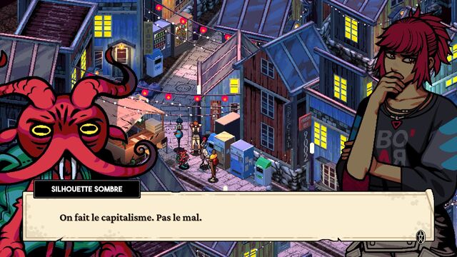Un démon, vendeur de trucs, qui dit On fait le capitalisme, pas le mal.